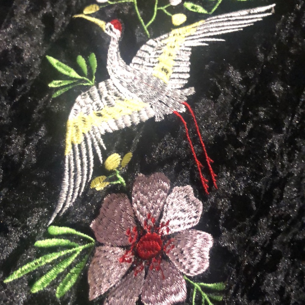 Beautiful, vintage velvet poncho with beautiful embroidered  birds and more.